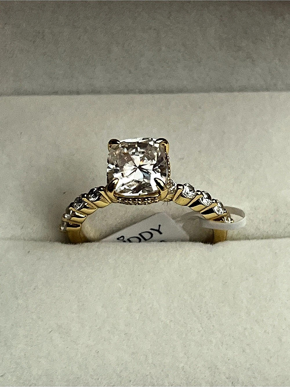 2CT Cushion Cut Moissanite Ring Size 7 D VVS1 925 Silver 14K Gold Twist GRA